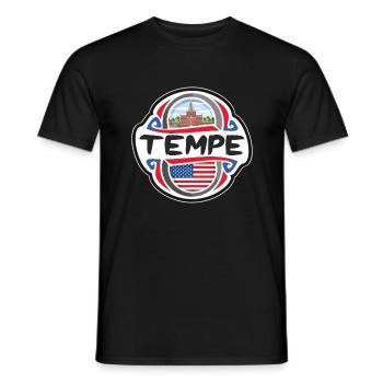 Tempe USA United States Flag Travel Souvenir Badge - Men's T-Shirt - black - Front - AI Model Male 178 light (178cm)