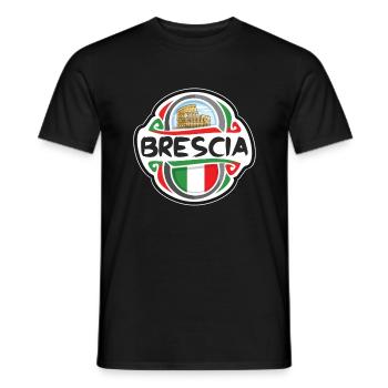 Brescia Italien Flagge Abzeichen Reise Souvenir Briefmarke - Männer T-Shirt - Schwarz - Vorne - AI Model Male 178 light (178cm)