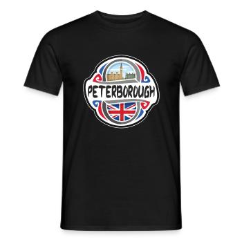 Peterborough Royaume-Uni Royaume-Uni Flag Travel Souveni - T-shirt homme - noir - Devant - AI Model Male 178 light (178cm)