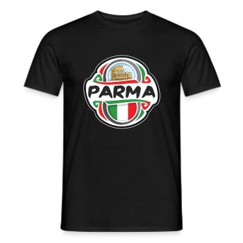 Parma Italien Flagge Abzeichen Reise Souvenir Stempel - Männer T-Shirt - Schwarz - Vorne - AI Model Male 178 light (178cm)