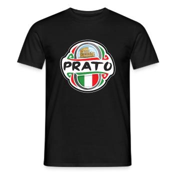 Prato Italie Drapeau Badge Voyage Souvenir Timbre - T-shirt homme - noir - Devant - AI Model Male 178 light (178cm)