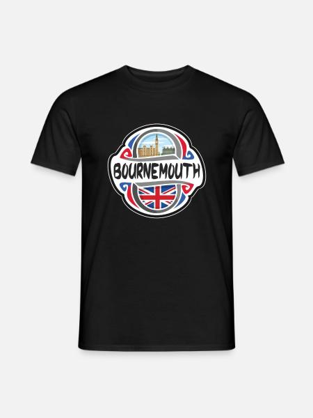 Bournemouth UK United Kingdom Flag Travel Souvenir - Men's T-Shirt - black