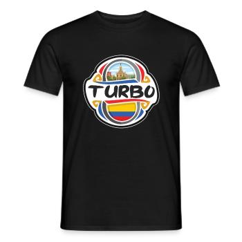 Turbo Colombia Flag Badge Souvenir de voyage Timbre souvenir - T-shirt homme - noir - Devant - AI Model Male 178 light (178cm)