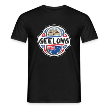 Geelong Australia Flag Badge Travel Souvenir Stamp - Men's T-Shirt - black - Front - AI Model Male 178 light (178cm)