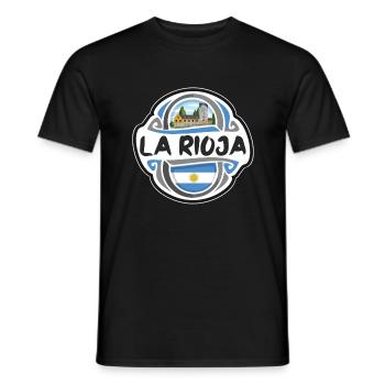 La Rioja Argentine Drapeau Voyage Souvenir Badge Stam - T-shirt homme - noir - Devant - AI Model Male 178 light (178cm)