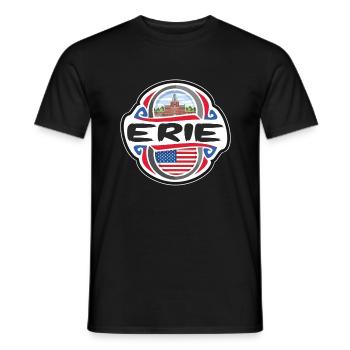 Erie USA United States Flag Travel Souvenir Badge - Men's T-Shirt - black - Front - AI Model Male 178 light (178cm)