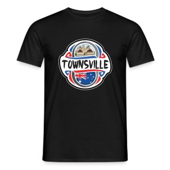 Townsville Australia Flag Travel Souvenir Badge St - Men's T-Shirt - black - Front - AI Model Male 178 light (178cm)