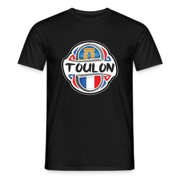 Toulon France Drapeau Badge Voyage Souvenir Timbre - T-shirt homme - noir - Devant - AI Model Male 178 light (178cm)