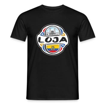 Loja Ecuador Flagge Abzeichen Reise Souvenir Stempel - Männer T-Shirt - Schwarz - Vorne - AI Model Male 178 light (178cm)