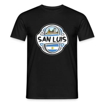 San Luis Argentina Flag Travel Souvenir Badge Stam - Men's T-Shirt - black - Front - AI Model Male 178 light (178cm)