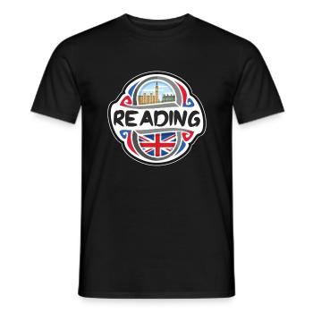 Lecture Royaume-Uni Royaume-Uni Drapeau Souvenir de voyage Mauvais - T-shirt homme - noir - Devant - AI Model Male 178 light (178cm)