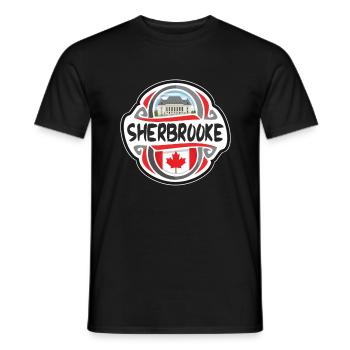 Insigne du drapeau du Canada de Sherbrooke Timbre souvenir de voyage - T-shirt homme - noir - Devant - AI Model Male 178 light (178cm)