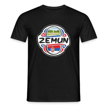 Zemun Serbie Drapeau Badge Voyage Souvenir Timbre - T-shirt homme - noir - Devant - AI Model Male 178 light (178cm)