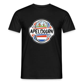 Apeldoorn Niederlande Flagge Reise Souvenir Badge S - Männer T-Shirt - Schwarz - Vorne - AI Model Male 178 light (178cm)