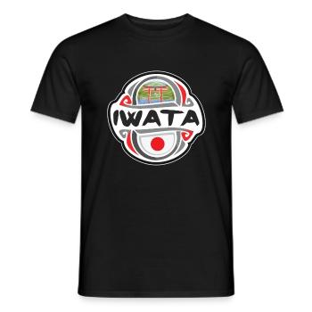 Iwata Japon Drapeau Badge Souvenir de Voyage Timbre - T-shirt homme - noir - Devant - AI Model Male 178 light (178cm)