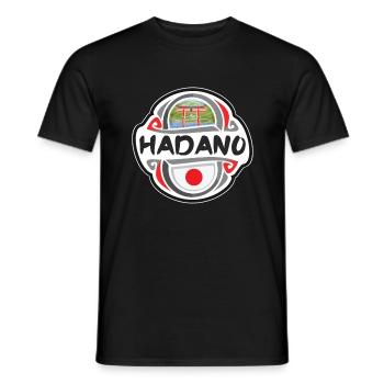 Hadano Japon Drapeau Badge Souvenir de Voyage Timbre - T-shirt homme - noir - Devant - AI Model Male 178 light (178cm)