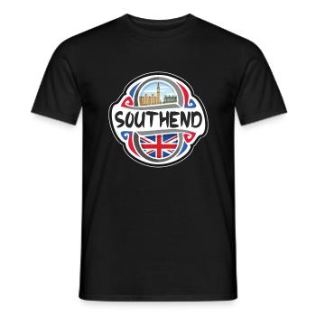 Southend UK United Kingdom Flag Travel Souvenir Ba - Men's T-Shirt - black - Front - AI Model Male 178 light (178cm)