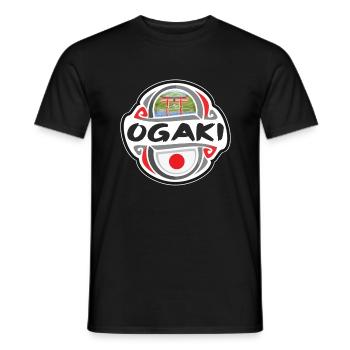 Ogaki Japon Drapeau Badge Souvenir de Voyage Timbre - T-shirt homme - noir - Devant - AI Model Male 178 light (178cm)