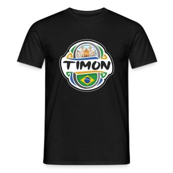 Timon Brasilien Flagge Abzeichen Reise Souvenir Stempel - Männer T-Shirt - Schwarz - Vorne - AI Model Male 178 light (178cm)