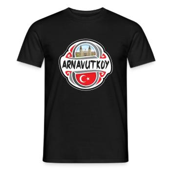 Arnavutkoy Turquie Drapeau Badge Voyage Souvenir Timbre - T-shirt homme - noir - Devant - AI Model Male 178 light (178cm)