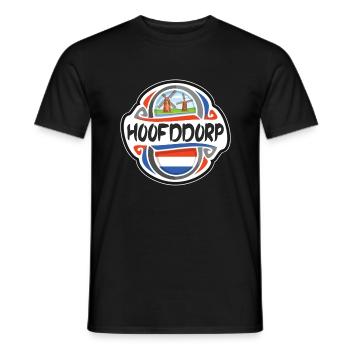 Hoofddorp Netherlands Flag Travel Souvenir Badge S - Men's T-Shirt - black - Front - AI Model Male 178 light (178cm)