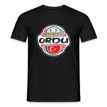 Ordu Türkei Flagge Abzeichen Reise Souvenir Stempel - Männer T-Shirt - Schwarz - Vorne - AI Model Male 178 light (178cm)