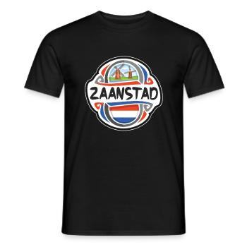 Zaanstad Netherlands Flag Travel Souvenir Badge St - Men's T-Shirt - black - Front - AI Model Male 178 light (178cm)