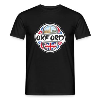 Oxford UK Vereinigtes Königreich Flagge Reise Souvenir Badg - Männer T-Shirt - Schwarz - Vorne - AI Model Male 178 light (178cm)