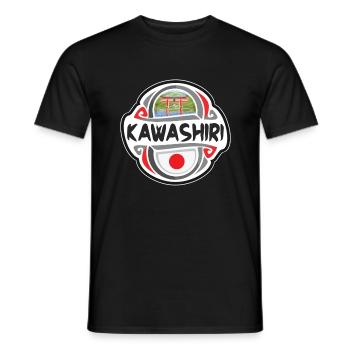 Kawashiri Japon Drapeau Badge Souvenir de Voyage Timbre - T-shirt homme - noir - Devant - AI Model Male 178 light (178cm)
