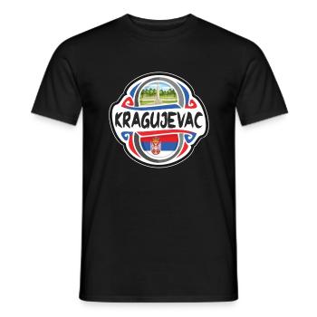 Kragujevac Serbie Drapeau Badge Voyage Souvenir Timbre - T-shirt homme - noir - Devant - AI Model Male 178 light (178cm)