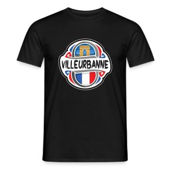 Villeurbanne France Flag Travel Souvenir Badge Sta - Men's T-Shirt - black - Front - AI Model Male 178 light (178cm)