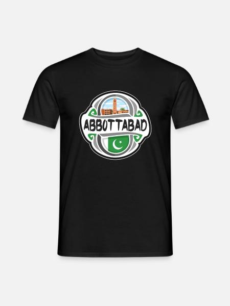 Abbottabad Pakistan Flag Travel Souvenir Badge Sta - Men's T-Shirt - black