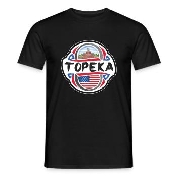 Topeka USA Drapeau des États-Unis Souvenir de voyage Badg - T-shirt homme - noir - Devant - AI Model Male 178 light (178cm)