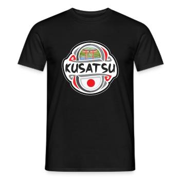 Kusatsu Japon Drapeau Badge Souvenir de Voyage Timbre - T-shirt homme - noir - Devant - AI Model Male 178 light (178cm)