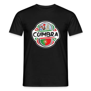 Coimbra Portugal Flag Badge Travel Souvenir Stamp - Men's T-Shirt - black - Front - AI Model Male 178 light (178cm)
