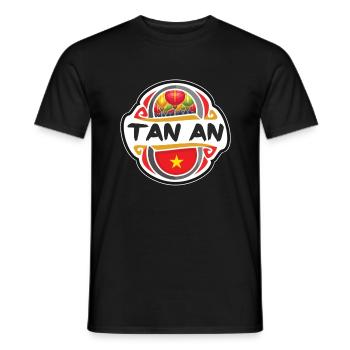 Tan An Vietnam Flag Badge Souvenir de Voyage - T-shirt homme - noir - Devant - AI Model Male 178 light (178cm)