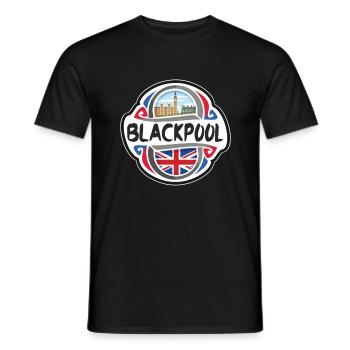 Blackpool UK Vereinigtes Königreich Flagge Reisesouvenir B - Männer T-Shirt - Schwarz - Vorne - AI Model Male 178 light (178cm)