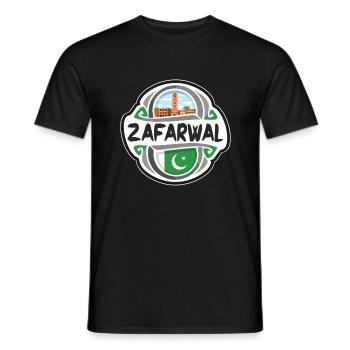 Zafarwal Pakistan Drapeau Badge Souvenir de Voyage Timbre - T-shirt homme - noir - Devant - AI Model Male 178 light (178cm)