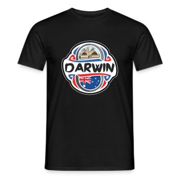 Darwin Australien Flagge Abzeichen Reise Souvenir Briefmarke - Männer T-Shirt - Schwarz - Vorne - AI Model Male 178 light (178cm)