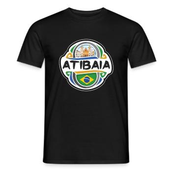 Atibaia Brésil Drapeau Badge Voyage Souvenir Timbre - T-shirt homme - noir - Devant - AI Model Male 178 light (178cm)