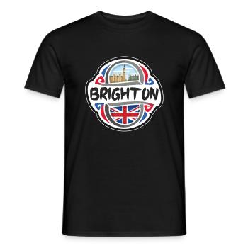 Brighton Royaume-Uni Royaume-Uni Drapeau Souvenir de voyage Ba - T-shirt homme - noir - Devant - AI Model Male 178 light (178cm)