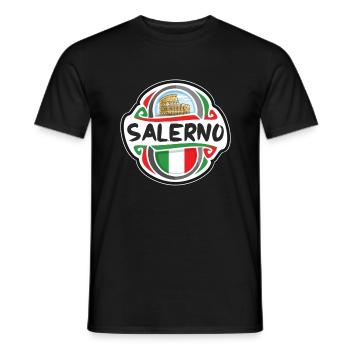 Salerno Italien Flagge Abzeichen Reise Souvenir Briefmarke - Männer T-Shirt - Schwarz - Vorne - AI Model Male 178 light (178cm)