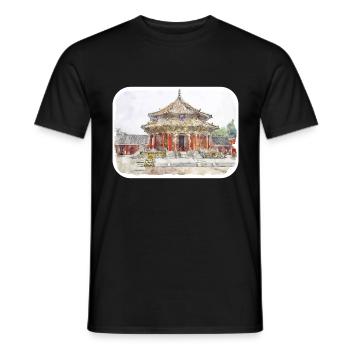 China Watercolor Sketch Hand Drawn Illustration - Men's T-Shirt - black - Front - AI Model Male 178 light (178cm)
