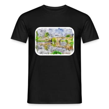Uk Landmark Watercolor Sketch Painting Illustratio - Men's T-Shirt - black - Front - AI Model Male 178 light (178cm)