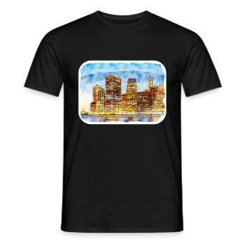 USA Aquarellskizze Handgezeichnete Illustration - Männer T-Shirt - Schwarz - Vorne - AI Model Male 178 light (178cm)