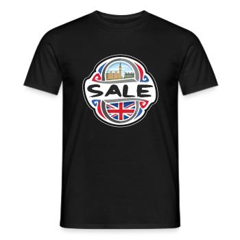 Vente Royaume-Uni Drapeau du Royaume-Uni Badge Souvenir de Voyage - T-shirt homme - noir - Devant - AI Model Male 178 light (178cm)