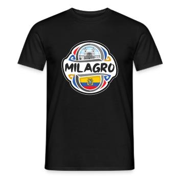Milagro Ecuador Flagge Abzeichen Reise Souvenir Briefmarke - Männer T-Shirt - Schwarz - Vorne - AI Model Male 178 light (178cm)