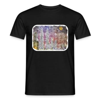 Malaisie Aquarelle Esquisse Dessinée à la Main Illustration - T-shirt homme - noir - Devant - AI Model Male 178 light (178cm)