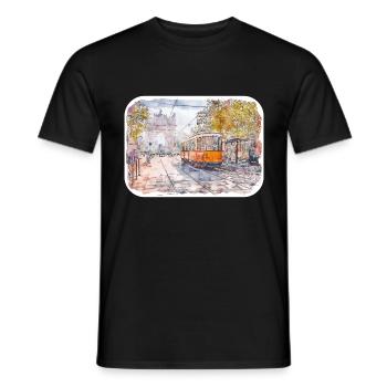 Milan Italie Aquarelle Esquisse Dessinée Illustration - T-shirt homme - noir - Devant - AI Model Male 178 light (178cm)