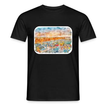 Lituanie point de repère croquis à l’aquarelle illustration - T-shirt homme - noir - Devant - AI Model Male 178 light (178cm)